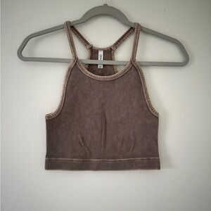 ZENANA ribbed brown washed bralette size s/m